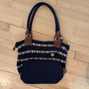 The Sak Navy and Multicolor Crochet Shoulder Bag
